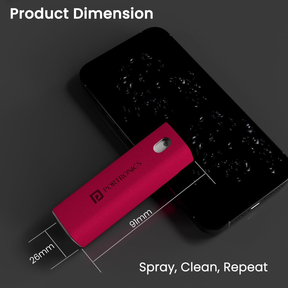 Portronics Swipe 2 Screen Cleaner & Duster with Refillable Spray Bottle, Chemical Free for Monitors & Laptop Screen, Smartphones & Tablets(Red)