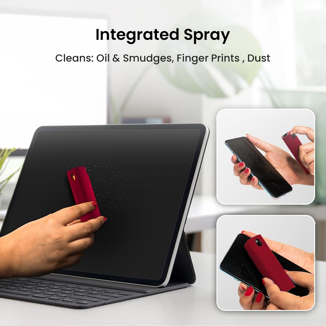 Portronics Swipe 2 Screen Cleaner & Duster with Refillable Spray Bottle, Chemical Free for Monitors & Laptop Screen, Smartphones & Tablets(Red)