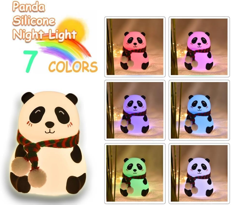 Touch Silicone Panda Light Lamp – Night Light for Kids, Girls & Boys | Cute Bedroom Decor for Women | Valentine Special