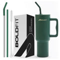 Boldfit Tumbler Bottle with Lid and Straw 1.2L Stainless Steel Water Tumbler | Leakproof Travel Mug with Handle & Reusable Straw Sipper with Cleaning Brush 1200ml