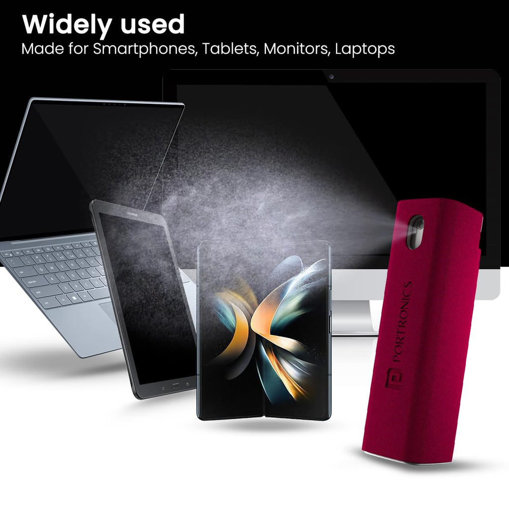 Portronics Swipe 2 Screen Cleaner & Duster with Refillable Spray Bottle, Chemical Free for Monitors & Laptop Screen, Smartphones & Tablets(Red)
