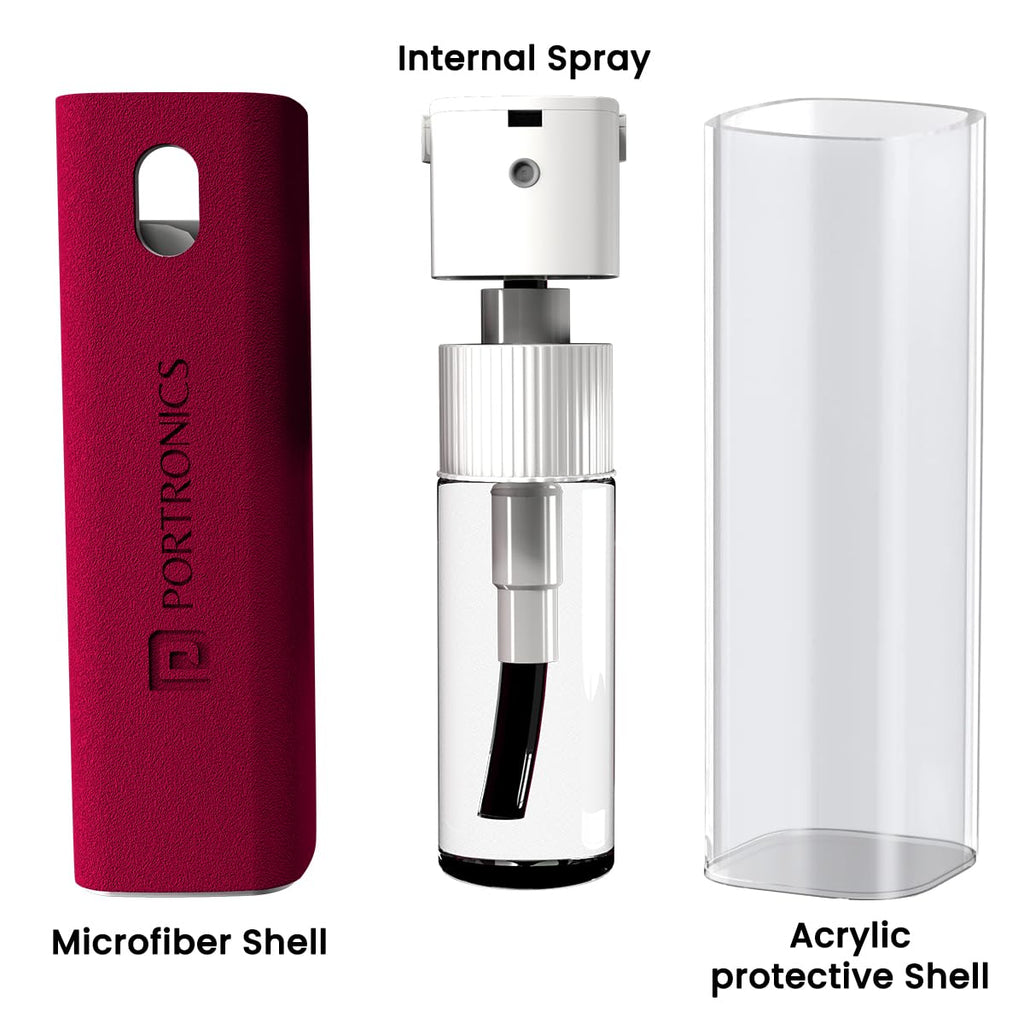 Portronics Swipe 2 Screen Cleaner & Duster with Refillable Spray Bottle, Chemical Free for Monitors & Laptop Screen, Smartphones & Tablets(Red)