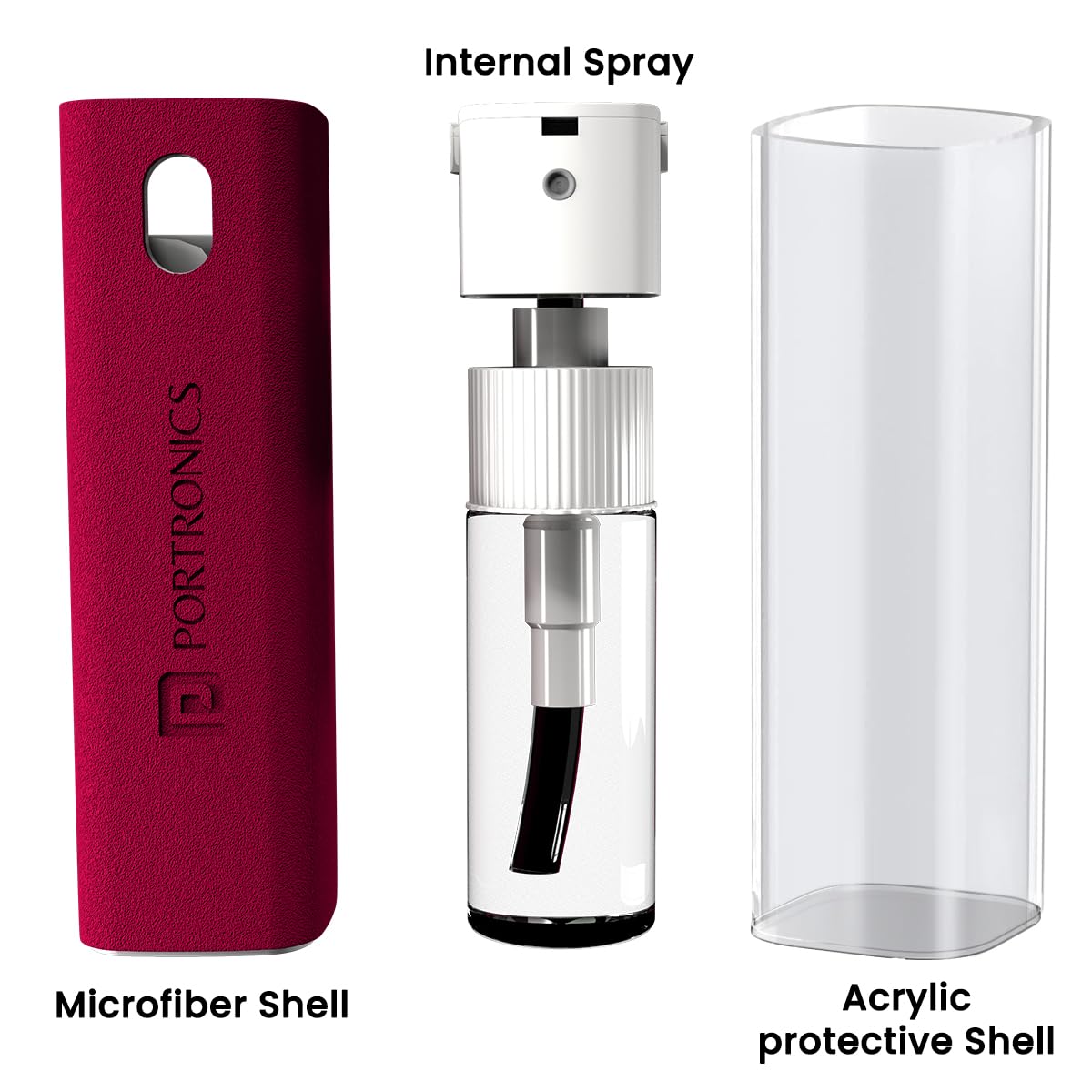 Portronics Swipe 2 Screen Cleaner & Duster with Refillable Spray Bottle, Chemical Free for Monitors & Laptop Screen, Smartphones & Tablets(Red)