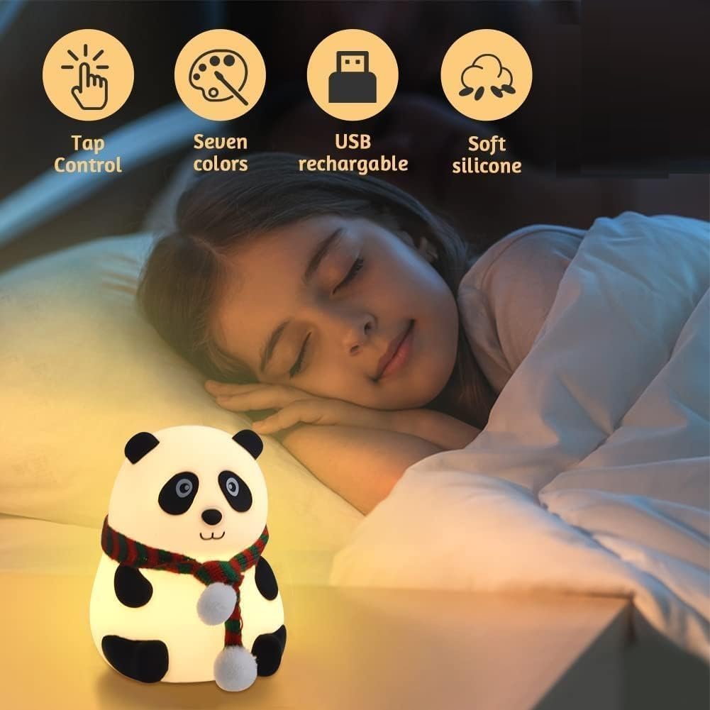 Touch Silicone Panda Light Lamp – Night Light for Kids, Girls & Boys | Cute Bedroom Decor for Women | Valentine Special